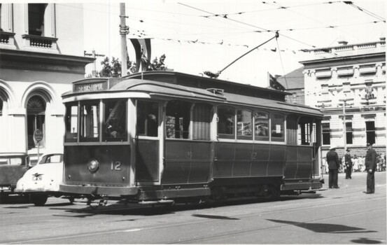 Photograph - Black & White - Tram 12 - 1954 Royal visit - Lydiard St North