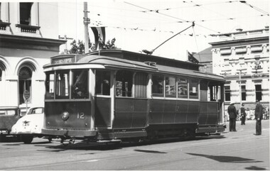 Photograph - Black & White - Tram 12 - 1954 Royal visit - Lydiard St North