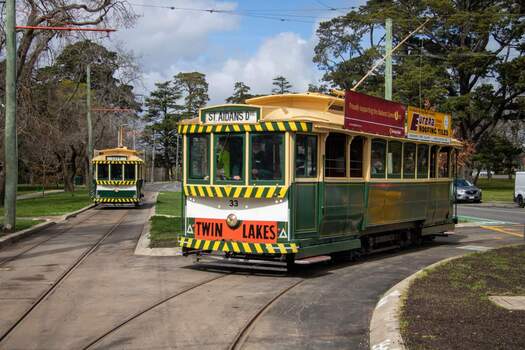 Trams 13 and 33 at depot junction.