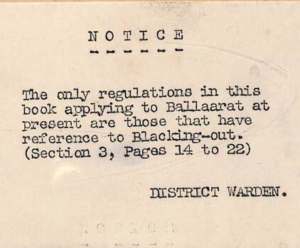 Included note - "Air Raid Precautions - Advice to Householders"