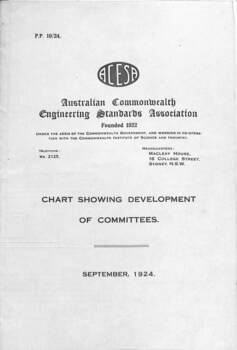 ACESA - Chart showing development committees - Sept. 1924 - cover