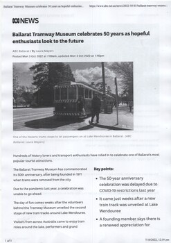 ABC News Item - "BTM Celbrates 50 years as hopeful enthusiasts look to the future"