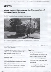 ABC News Item - "BTM Celbrates 50 years as hopeful enthusiasts look to the future"
