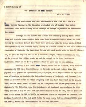 Manuscript - A brief History of the Tramways of Bendigo