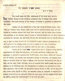 Manuscript - A brief History of the Tramways of Bendigo
