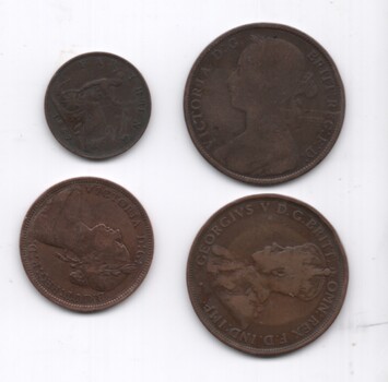Set of four Pennies and half pennies