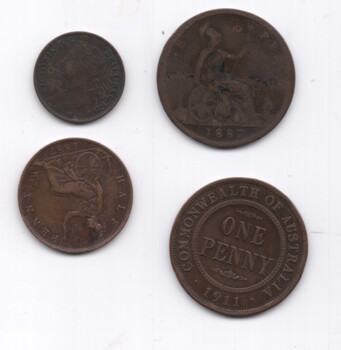Set of four Pennies and half pennies