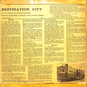 Vinyl Recording - Destination City - rear