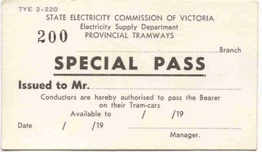 Special Pass No. 200 front