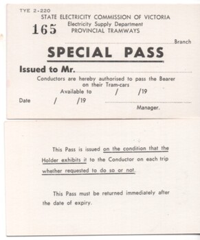 Special Pass Nos 165 and 172