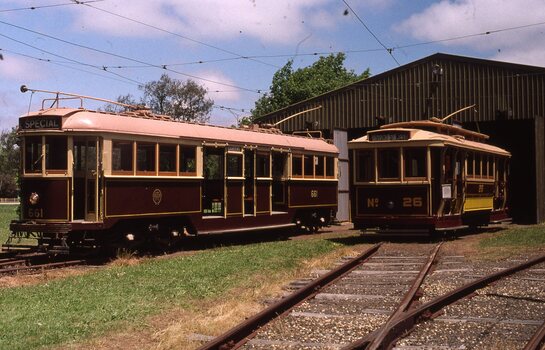 Trams 661 and 26 on depot fan