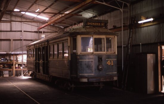Victorian Railways tram 41 awaiting reconstruction.