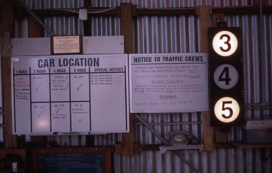 Notice and tramcar allocation board