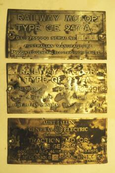 GE 247 Australian General Electric Manufacturer and Serial number plates