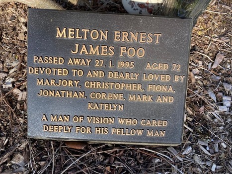 Memorial plaque for Melton Foo, foundation member and Mayor of Ballarat.