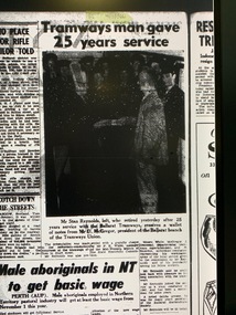 Digital image of a cutting - "Tramways man gave 25 years service"