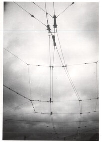 Overhead wiring at a terminus - Bendigo late 1940s