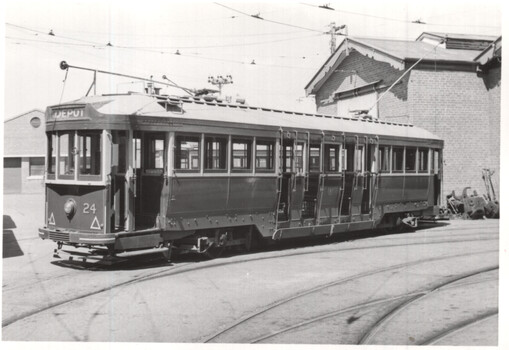 Bogie tram 24 at the depot