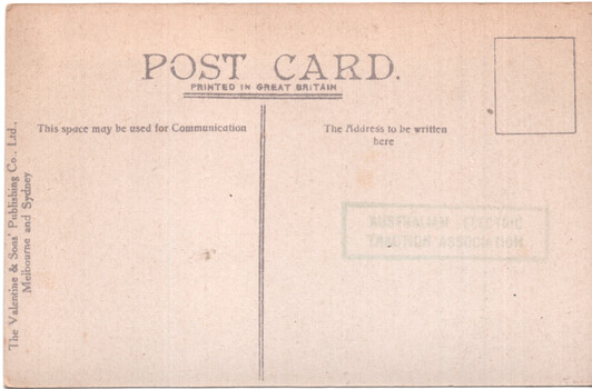 Valentine & Sons postcard - rear