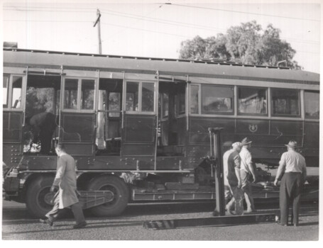 Tram body lowered onto the truck.