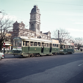 trams 41 and 20 at the City terminus, corner of Lydiard and Sturt Streets.