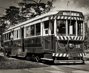 Black and White  photo of Ballarat 38 - BTM on depot access track.