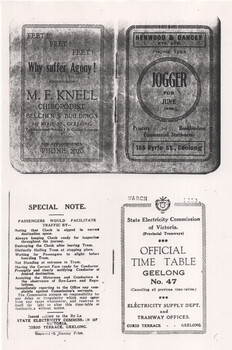 "Official Time Table Geelong No. 47" - front sheet