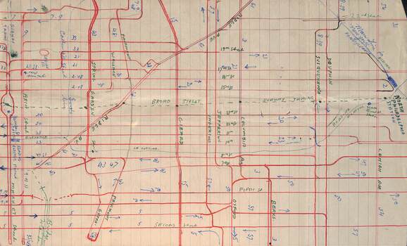 Drawings by Alwyn Marshall or the Philadelphia Streetcar system - sheet 1 of 6