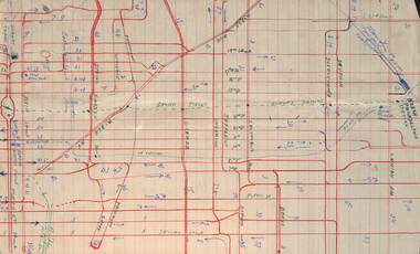 Drawings by Alwyn Marshall or the Philadelphia Streetcar system - sheet 1 of 6