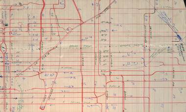 Drawings by Alwyn Marshall or the Philadelphia Streetcar system - sheet 1 of 6