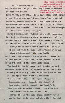 Typed note re the Philadelphia drawings.