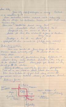 Handwritten letter from Alwyn Marshall Toolamba to Wal Jack re Wellington NZ tramways - sheet 1 of 4