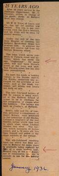 Newspaper clipping from The Courier, Ballarat January 1936, about Ballarat trams.