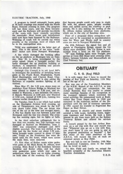 Obituary of Roy Field - Electric Traction July 1968