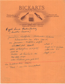 Hand written note on USA street car systems on Bickarts letterhead - page 1
