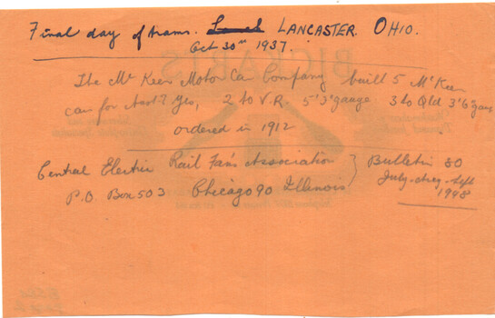 Hand written note on USA street car systems on Bickarts letterhead - page 2