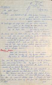 Letter - from Alwyn Marshall Toolamba to Wal Jack re San Francisco - page 1