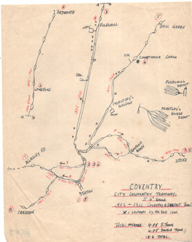 Drawing or map of Coventry City Corp Tramways
