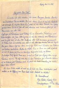 Letter from Peter Richter Leipzig to Wal Jack 1958