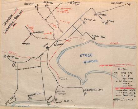 Dunedin tramway map 1946