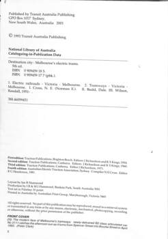 "Destination City"  fifth edition - publishing page