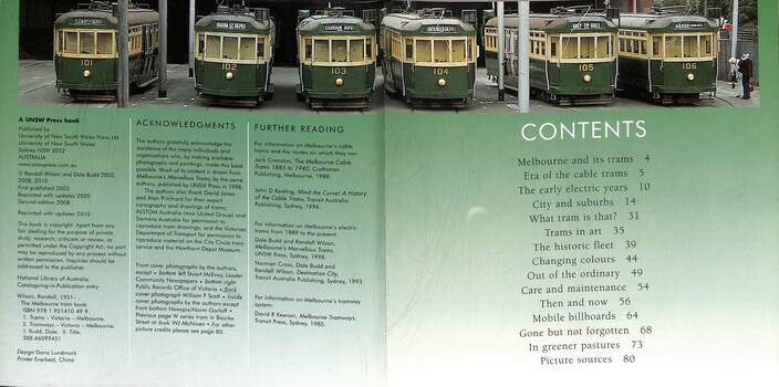 "The Melbourne Tram Book" - 2nd edition - title and contents pages.