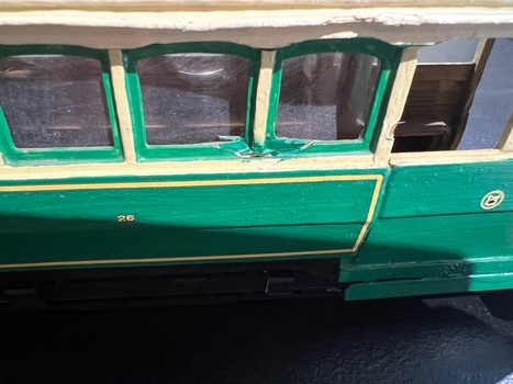 View showing damage around one of the windows.