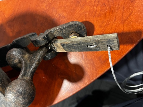 Photo showing extension that has been brazed onto the striking arm.
