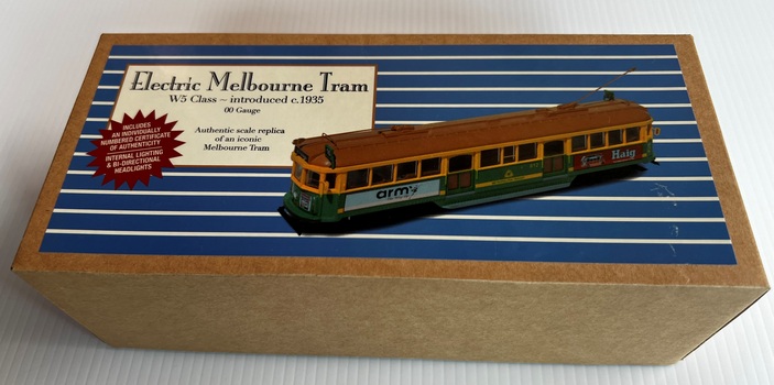 Model Melbourne tram and presentation case - front