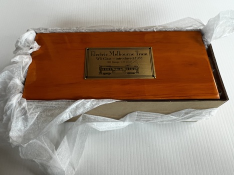 Model Melbourne tram and presentation case - wooden case