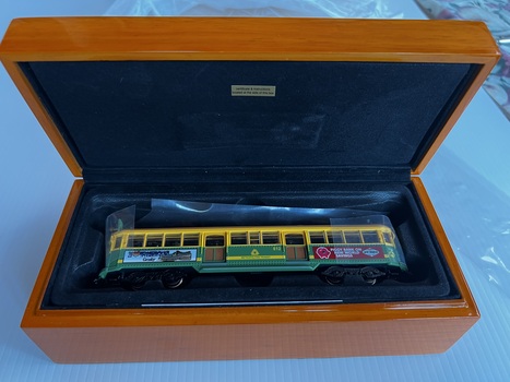 Model Melbourne tram and presentation case - model in case
