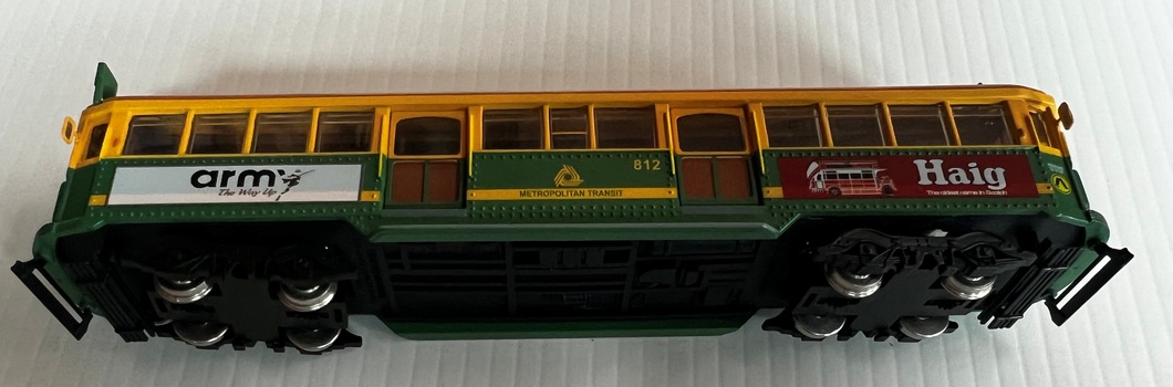 Model Melbourne tram and presentation case - side view