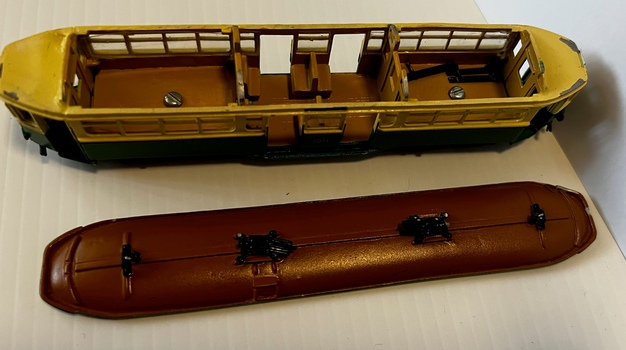 Model Sydney R class tram No. 1911 - showing roof and interior