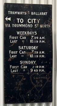 Timetable Board - Gardens Loop - via Drummond St Nth.